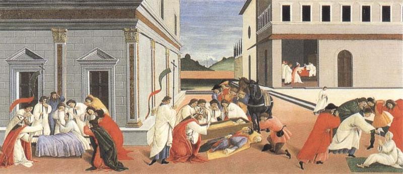 Sandro Botticelli Three miracles of St Zanobius,reviving the dead oil painting image